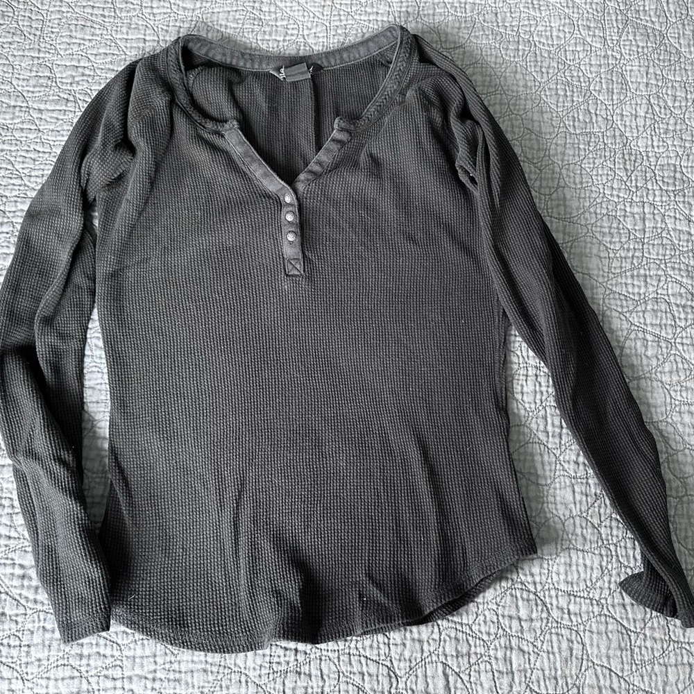 Lucky Brand waffle shirt black Large